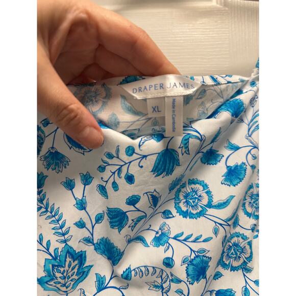 Draper James White Cotton Floral Poplin Tiered Midi Cottagecore Dress Size XL - Picture 9 of 10